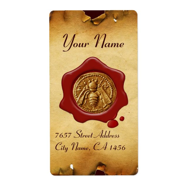 HONEY BEE ,BEEKEEPER RED WAX SEAL,Brown Parchment (Front)