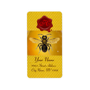 HONEY BEE ,BEEKEEPER,RED WAX SEAL  MONOGRAM LABEL