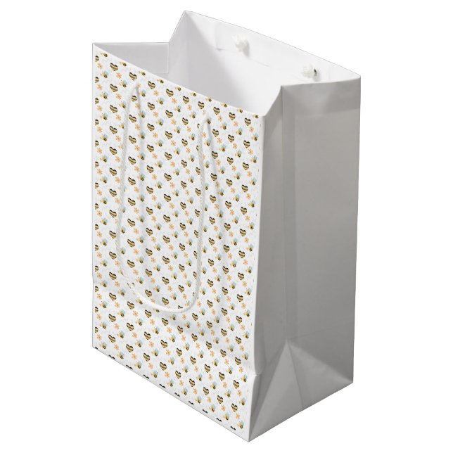Honey Bee & Beekeeper Themed Gift for Nature Lover Medium Gift Bag (Front Angled)