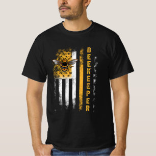 Honey Bee Beekeeping Hive Beekeeper USA Flag Indep T-Shirt