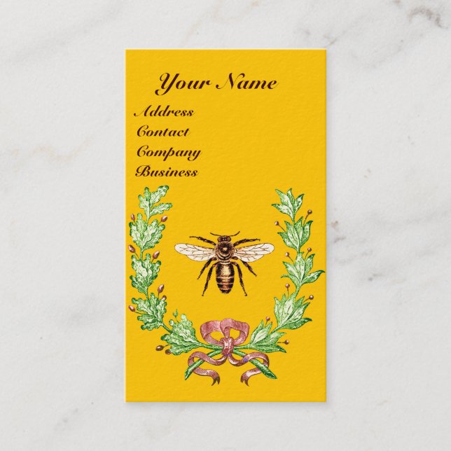 HONEY BEE BEEKEEPING WREATH RED WAX SEAL MONOGRAM BUSINESS CARD (Front)