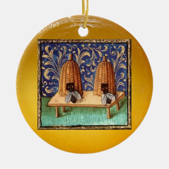 HONEY BEE, BEEKEPER BEEKEEPING APIARIST CERAMIC ORNAMENT (Front)