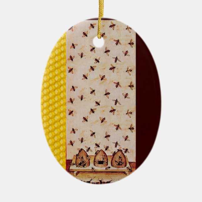 HONEY BEE, BEEKEPER CERAMIC ORNAMENT (Front)