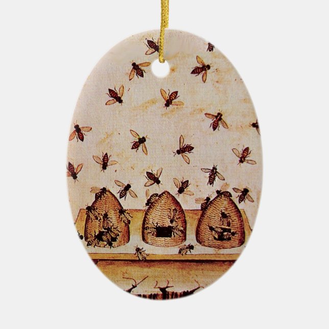 HONEY BEE, BEEKEPER CERAMIC ORNAMENT (Front)