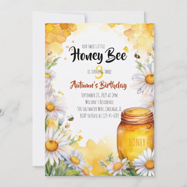Honey Bee Birthday Invitation (Front)