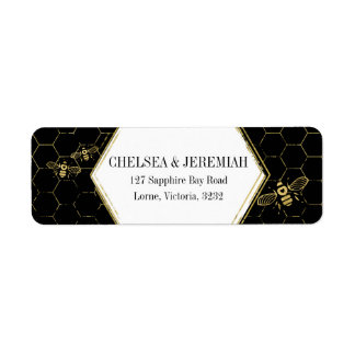 Honey Bee Black Gold Adresse de retour personnalis
