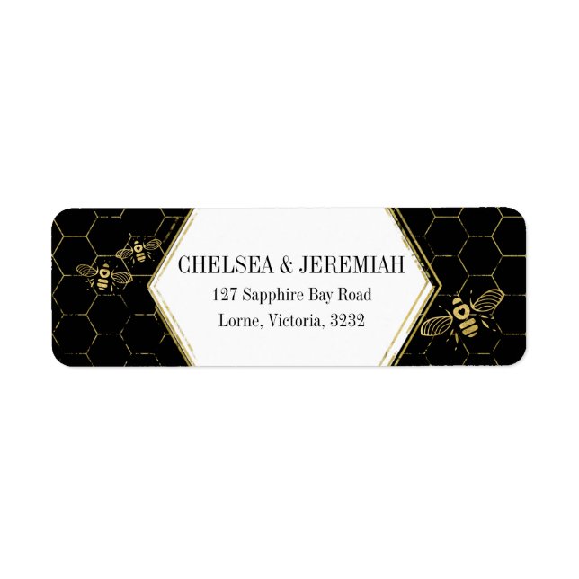 Honey Bee Black Gold Adresse de retour personnalis (Devant)