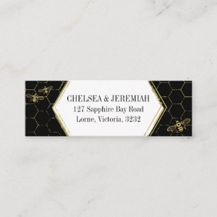 Honey Bee Black Gold Pattern Custom Address Card