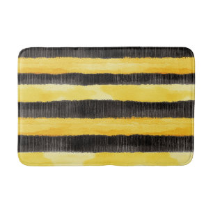 Honey Bee Black Gold Yellow Christmas Bath Mat