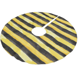 Honey Bee Black Gold Yellow Christmas Brushed Polyester Tree Skirt