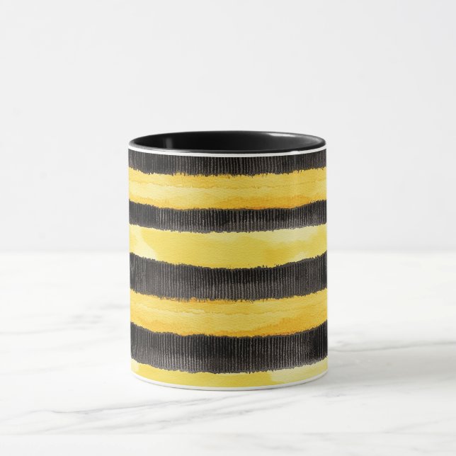 Honey Bee Black Gold Yellow Christmas Mug (Center)