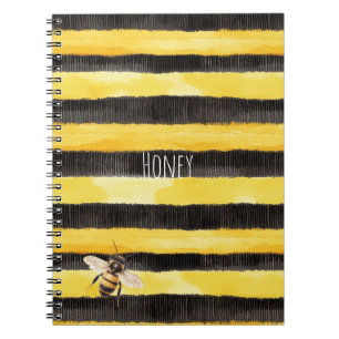 Honey Bee Black Gold Yellow Notebook