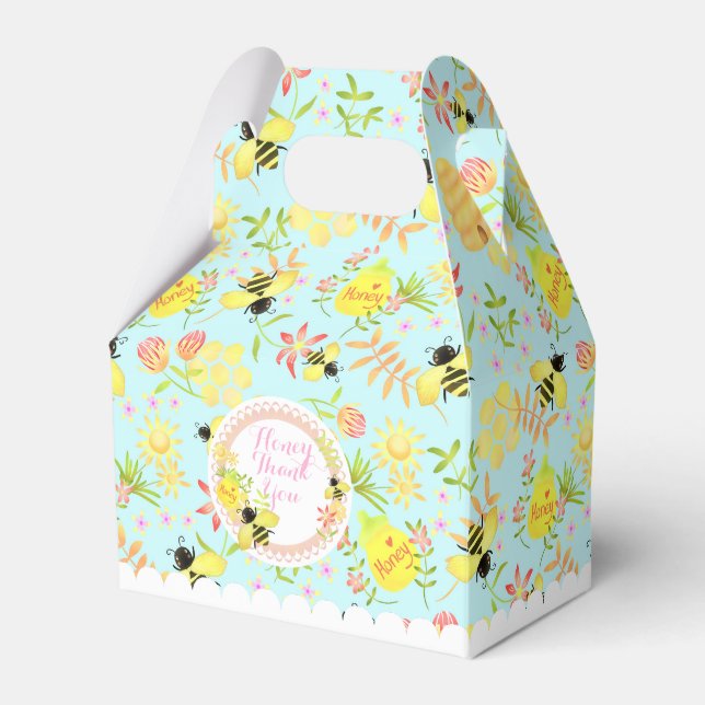 Honey Bee Blue Favor Box (Front Side)