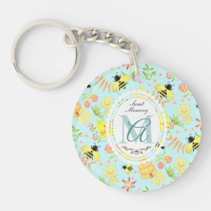 Honey Bee Blue Keychain