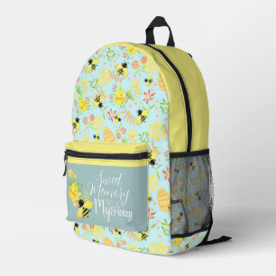 Honey Bee Blue Printed Backpack