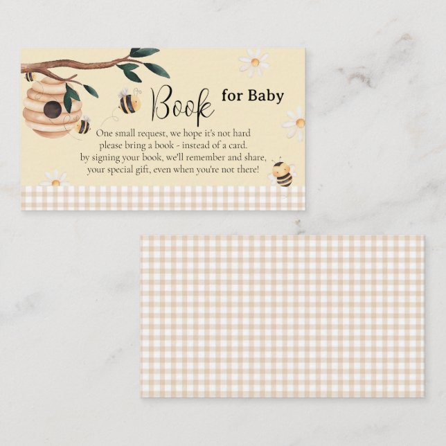 Honey Bee Book for Baby Baby Shower Enclosure Card (Front/Back)