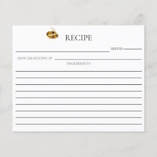 Honey Bee Bridal Shower Double Sided Recipe Card