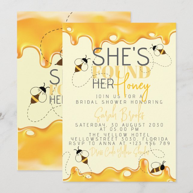 Honey Bee Bridal Shower Invitation (Front/Back)