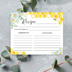 Honey bee bridal shower recipe card