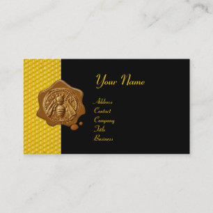 HONEY BEE BROWN WAX SEAL / Cupid the Honey Thief Business Card