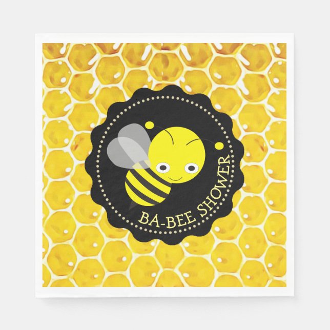 Honey Bee Bumblebee Themed Babee Shower Napkins (Front)