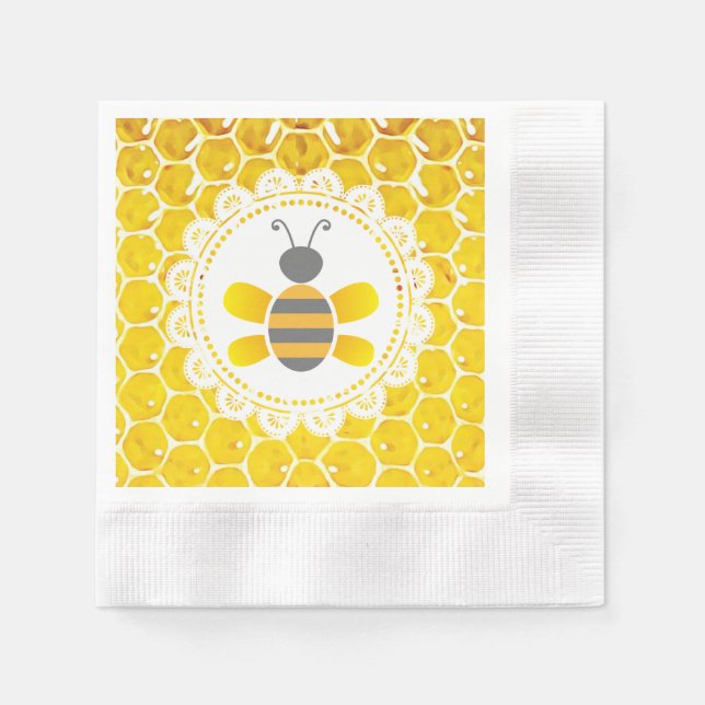 Honey Bee Bumblebee Themed Baby Shower Napkins (Front)