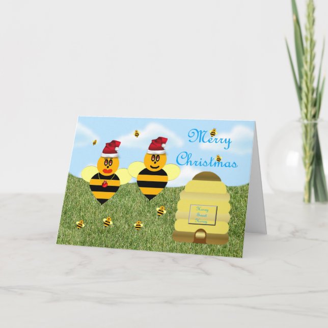 Honey bee Christmas card Italian honey bee apiary (Front)