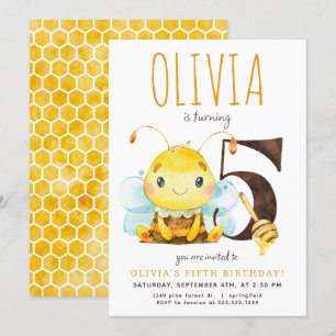 Honey Bee cinquième anniversaire Invitation