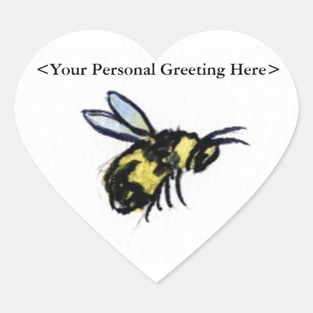 Honey Bee Custom Insect Art Decal Heart Stickers (Front)