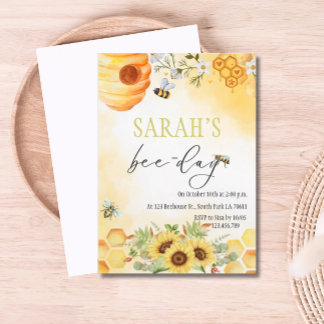 Honey Bee Day Theme Anniversaire Invitation