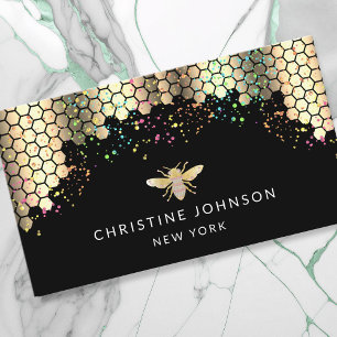 honey bee design on black background business card