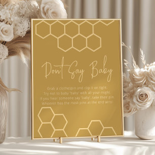 Honey Bee Dont Say Baby Shower Game Sign