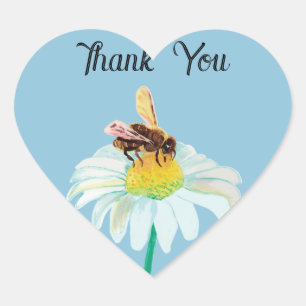 Honey Bee Drinking Nectar Thank You Heart Sticker