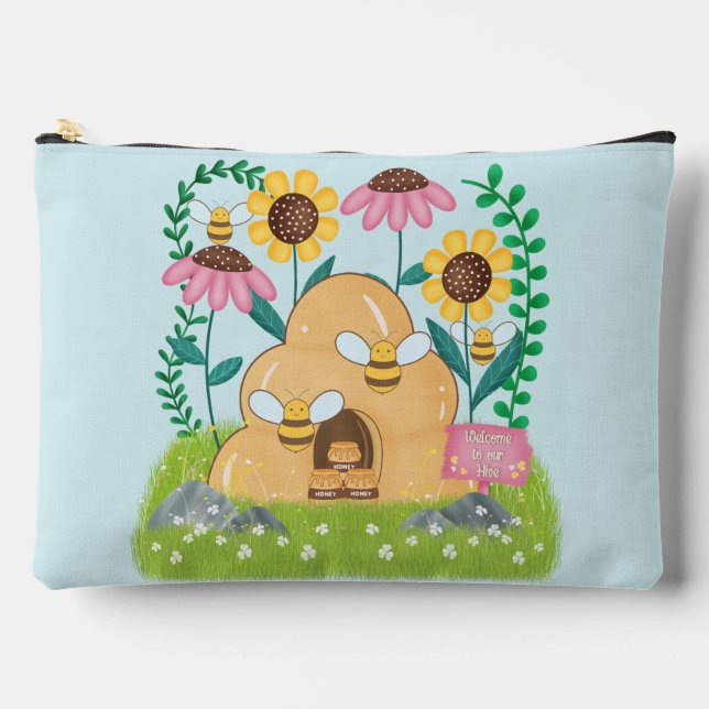 Honey Bee Family Accessory Pouch (Front)