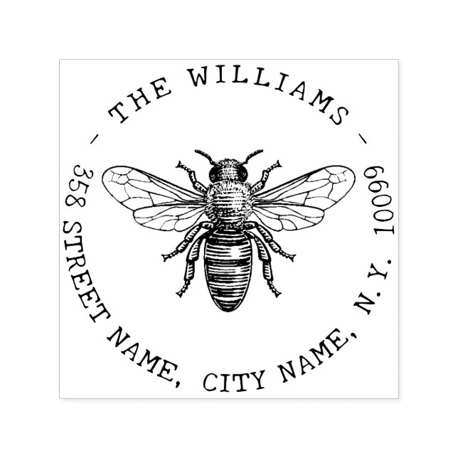 Honey Bee Family Name Self-inking Stamp (Design)