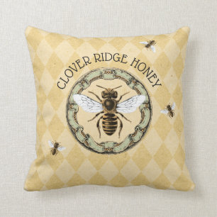 Honey Bee Farm Beekeeper Label 2 Throw Pillow