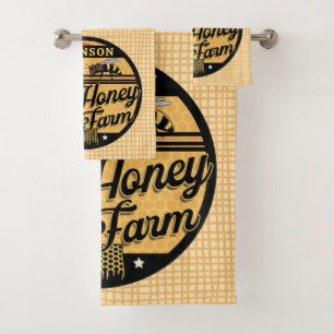 Honey Bee Farm Personalized NAME Sweet Beehive Bath Towel Set