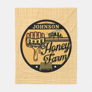 Honey Bee Farm Personalized NAME Sweet Beehive Fleece Blanket