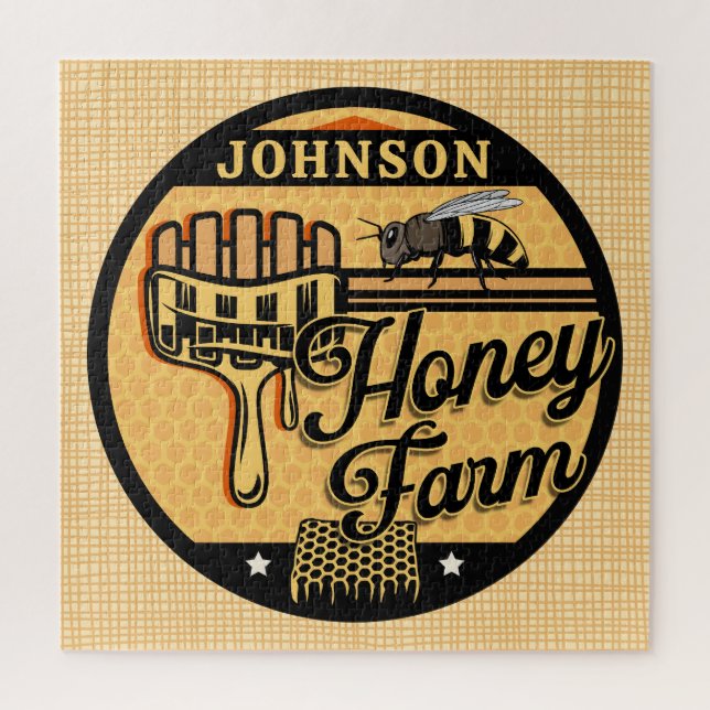 Honey Bee Farm Personalized NAME Sweet Beehive Jigsaw Puzzle (Vertical)