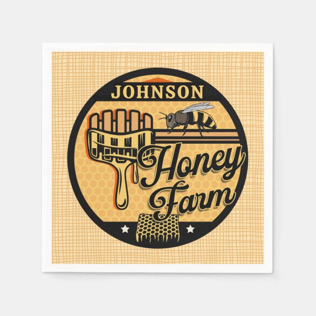 Honey Bee Farm Personalized NAME Sweet Beehive Napkin (Front)