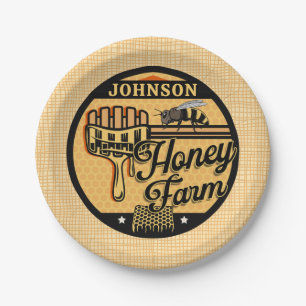 Honey Bee Farm Personalized NAME Sweet Beehive Paper Plate