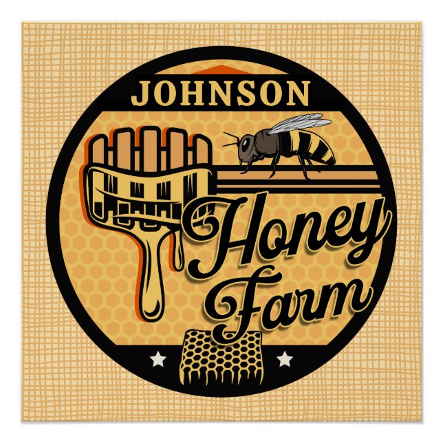 Honey Bee Farm Personalized NAME Sweet Beehive Poster (Front)
