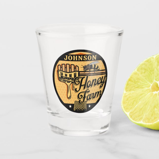 Honey Bee Farm Personalized NAME Sweet Beehive Shot Glass (Front)