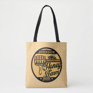 Honey Bee Farm Personalized NAME Sweet Beehive Tote Bag