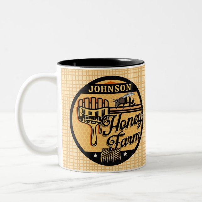Honey Bee Farm Personalized NAME Sweet Beehive Two-Tone Coffee Mug (Left)