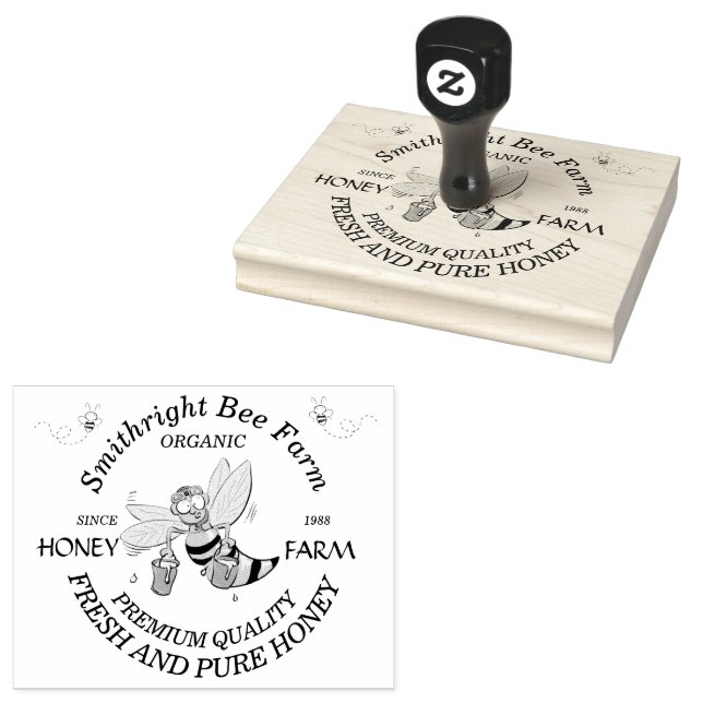  Honey Bee Farm With Buckets Of Honey Rubber Stamp (Stamped)