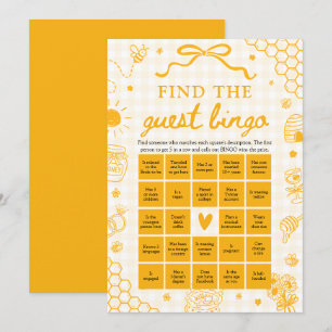Honey Bee Find the Guest Bingo Baby Shower Game Invitation
