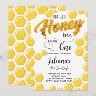 Honey Bee First Bee Day Invitation Anniversaire