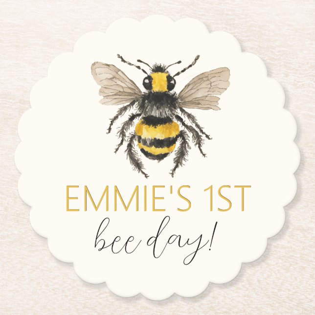 Honey Bee First Birthday Coasters (Front)
