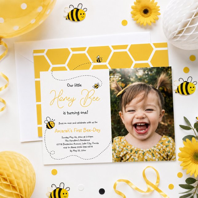 Honey Bee First Birthday Invitation (Creator Uploaded)